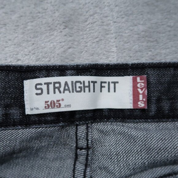 Levis 505 Jeans Mens 34x30 Black Straight Fit Whiskering Preppy Edgy Goth 36x30 - Picture 10 of 16